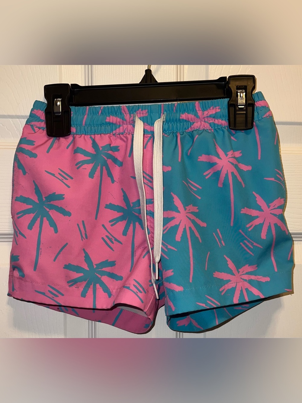 Chubbies Youth Swim Shorts in Teal & Pink Palm Print